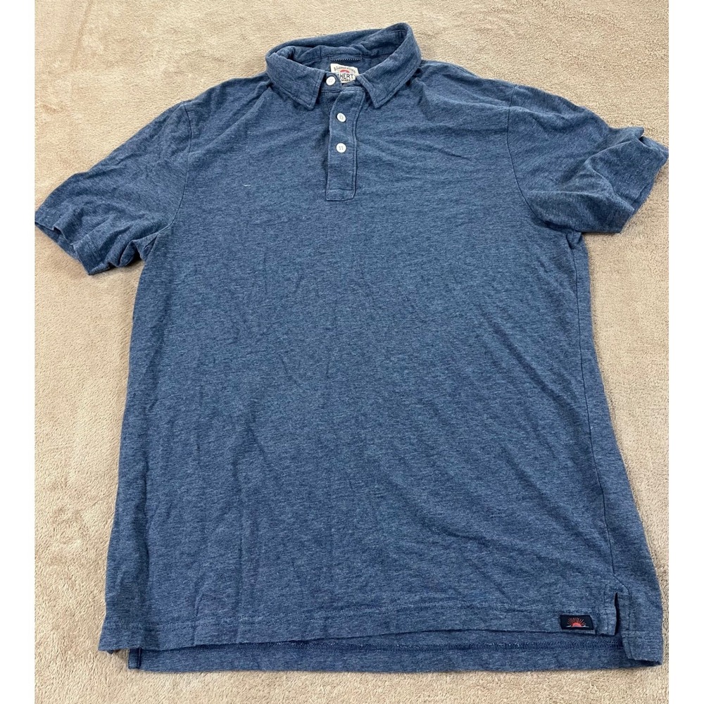 Faherty Brand Movement Polo Shirt Men's Medium Blue Pima Cotton Stretch S/S EUC